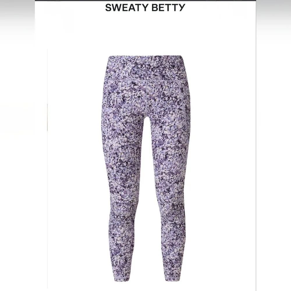 Sweaty Betty Power Cropped Workout Leggings Floral  Purple Meadow Print - Picture 5 of 14